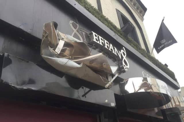 The remains of the sign outside Steffans in Abington Square