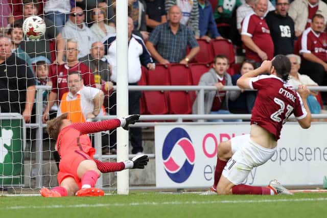 HIT THE FRONT: John-Joe O'Toole puts Cobblers ahead. Pictures: Sharon Lucey