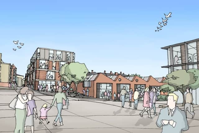 Artists impressions of the Vulcan Works development on Guildhall Road.
