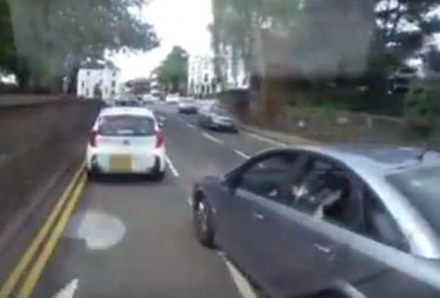 Footage shows the moment a car darts in front of a van in Northampton causing a minor collision.