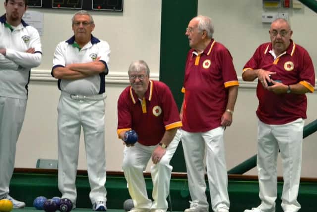 TOUGH WEEK - the Northants Indoor Bowling Association in action in their defeat to Yorkshire last weekend