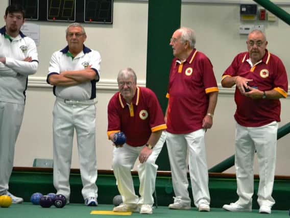 TOUGH WEEK - the Northants Indoor Bowling Association in action in their defeat to Yorkshire last weekend