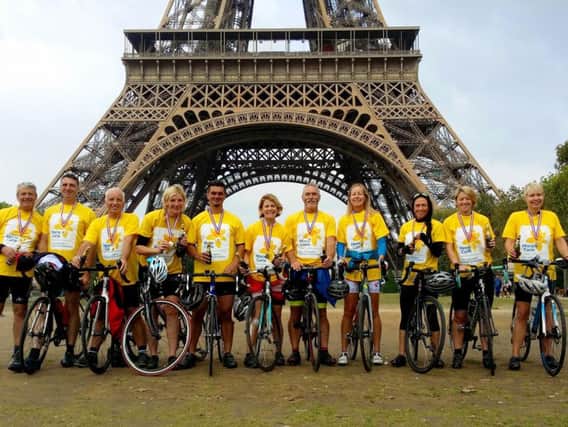 The cyclists at their final destination in Paris