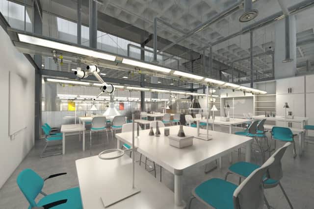 Artist's impression of the Northampton International Academy which is being built in the former Royal Mail office on Barrack Road, Northampton. A science lab. NNL-150909-120914001