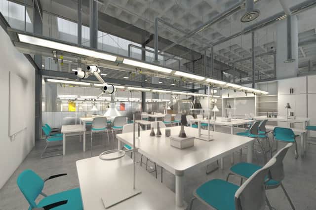 Artist's impression of the Northampton International Academy which is being built  in the former Royal Mail office on Barrack Road, Northampton. A science lab. NNL-150909-120914001
