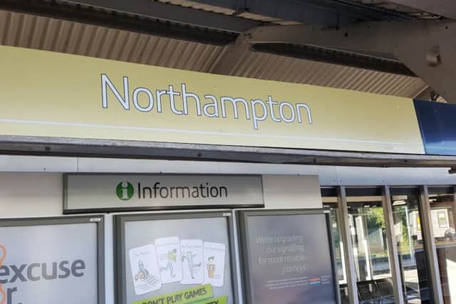 The platform signs at Northampton Railway Station have turned gold to mark Ellie Robinson's achievements in the Rio Olympics