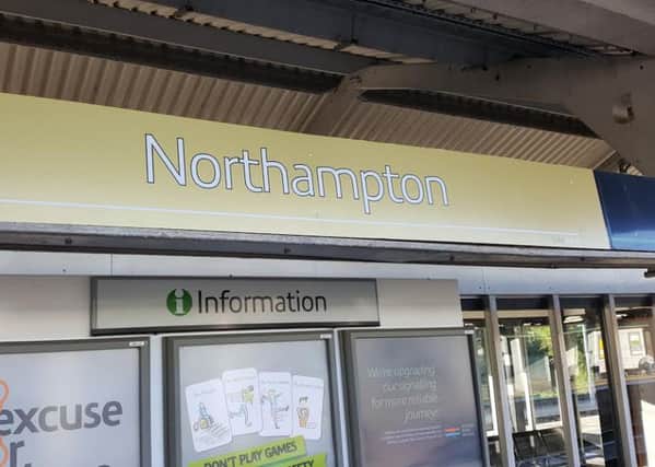 The platform signs at Northampton Railway Station have turned gold to mark Ellie Robinson's achievements in the Rio Olympics