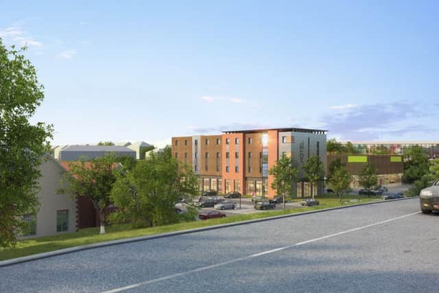 An old artist impression of the planned retail development, looking down from The Hollows. New images have not yet been released.
