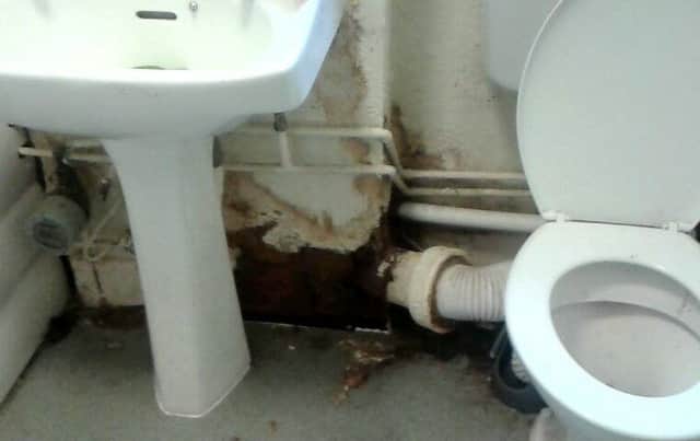 A leaking sewage pipe leaves family bathroom flooding with human waste, urine and dirty washing machine water
