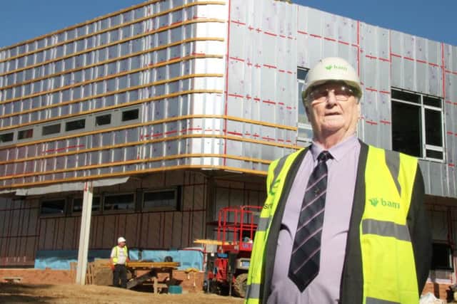 Cllr Colin Poole at the construction site for the Daventry Hill School off Ashby Road