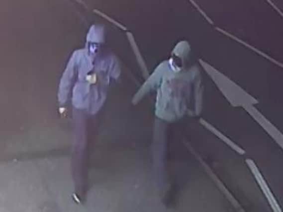 Police are hunting for two men who are believed to have carried out acid attacks on pensioners in Northampton.