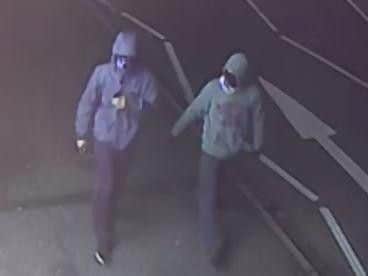 Police are hunting for two men who are believed to have carried out acid attacks on pensioners in Northampton.