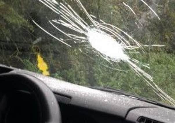 The damaged windscreen