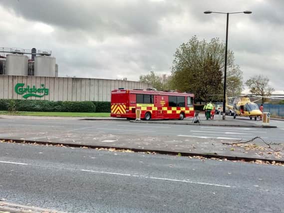 All emergency services are currently at the scene at Carlsberg