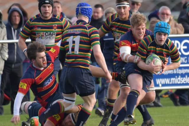LOOKING FOR AN OPENING - action from Old Northamptonians' win over Old Scouts (Pictures: Dave Ikin)