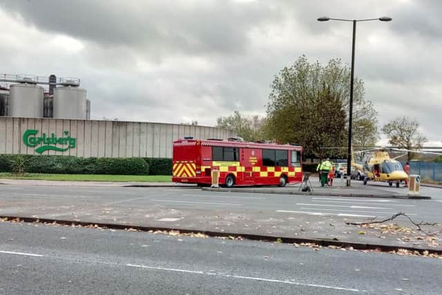 All emergency services are currently at the scene at Carlsberg NNL-160911-143608001