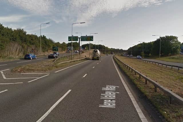 Two men have been taken to hospital for treatment following a collision on a Northampton dual carriageway. Photo credit: Google Maps