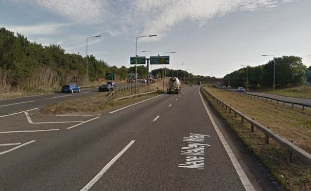 Two men have been taken to hospital for treatment following a collision on a Northampton dual carriageway. Photo credit: Google Maps