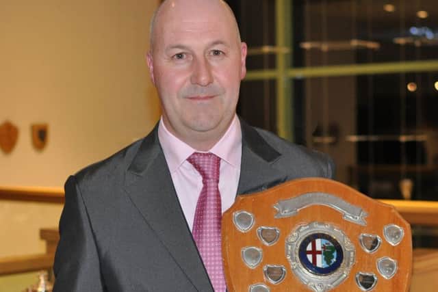Gary Malin with his award at Kingsthorpe Golf Clubs presentation night
