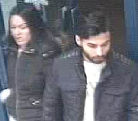Police want to trace these two people believed to have taken an IPhone from a Northampton shop before brandishing a knife on the pursuing sales assistant.