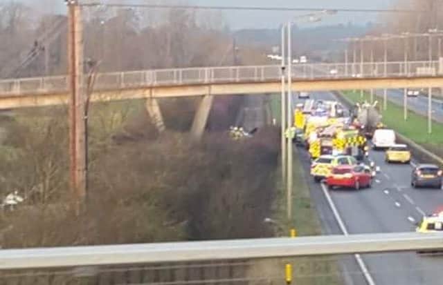 All three emergency services attended the A45 westbound carriageway this morning