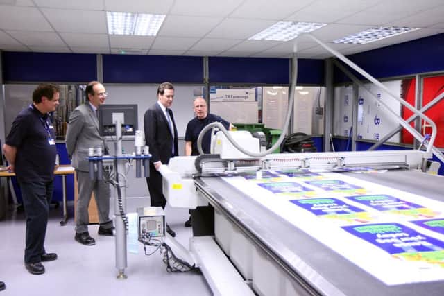 George Osbourne and Michael Ellis Visiting Hawes Signs, Moulton Park. ENGNNL00120130407181206