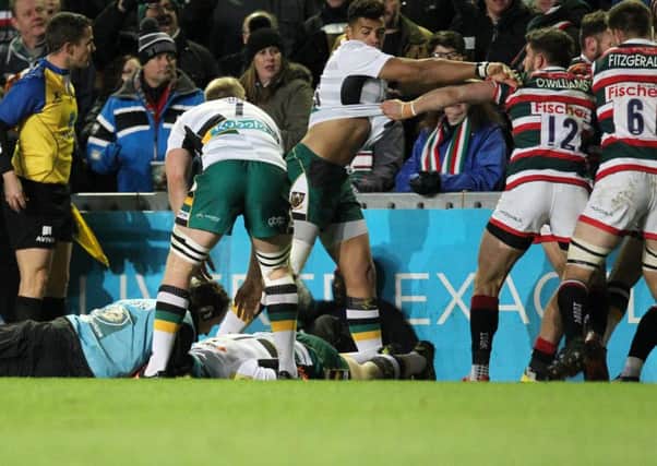 George North needed medical attention at Welford Road last weekend (picture: Sharon Lucey)