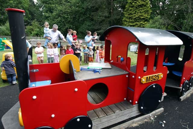 The previous train being moved from the a nursery in Moulton to Abington Park, replacing one destroyed by fire.