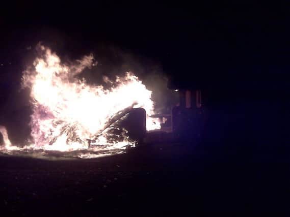 The Abington Park train fire on November 8, 2008, taken by a passing policeman