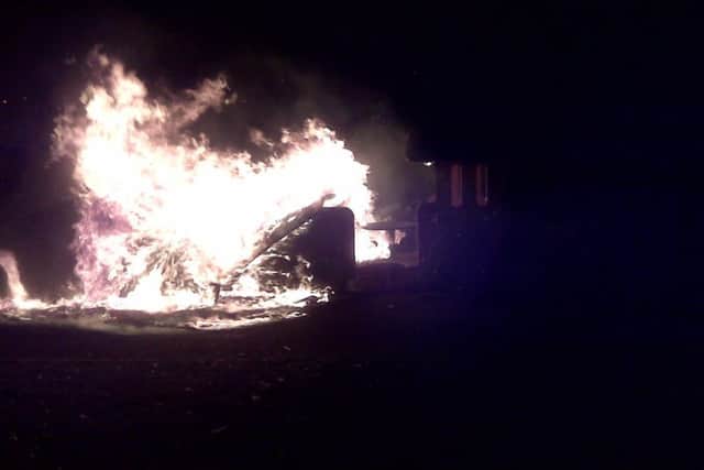The Abington Park train fire on November 8, 2008, taken by a passing policeman