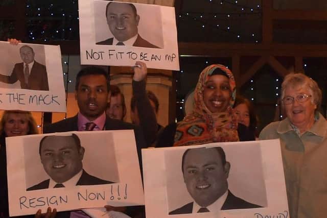 The protest at the Guildhall last night. Pictures by Dave Ikin. NNL-161212-180559009