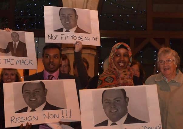 The protest at the Guildhall last night. Pictures by Dave Ikin. NNL-161212-180559009