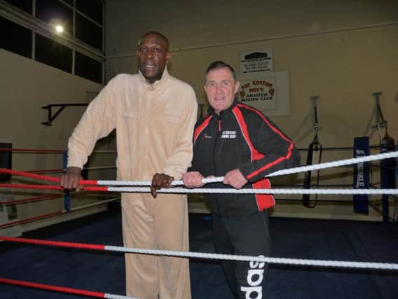 Frank Bruno and head coach at Far cotton Boxing Club John Daly, at the launch of Frank's new project in Northampton this week.