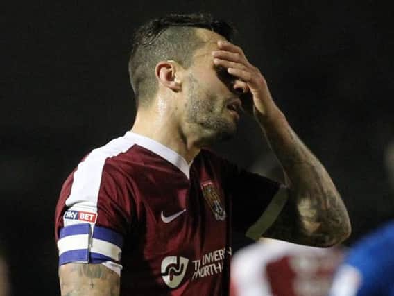 TOUGH ONE TO TAKE - Marc Richards shows his disappointment at the end of the defeat to Rochdale (Pictures: Sharon Lucey)