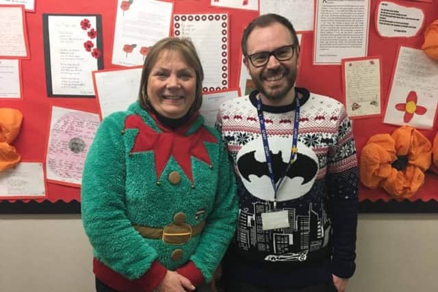 Kay Gerrett and acting head teacher Rhys Penny.