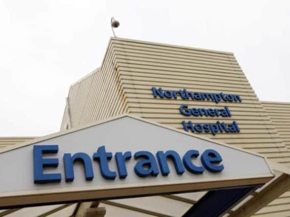 A woman was declared dead in the car park of Northampton General Hospital yesterday.