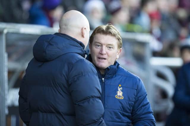 Rob Page and Stuart McCall share a chat. Picture by Kirsty Edmonds