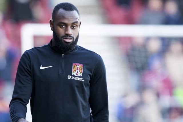 IN LINE FOR HIS DEBUT - Cobblers loan player Hiram Boateng
