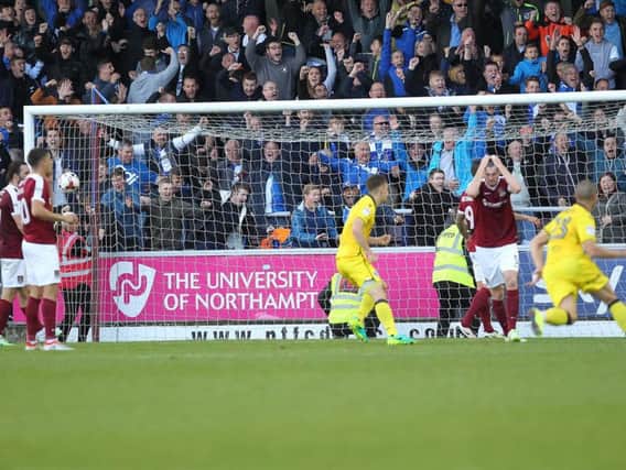 WORRYING TREND: Bristol Rovers' last-gasp win over Northampton at Sixfields in October saw the first of many late winning goals conceded by the Cobblers this season