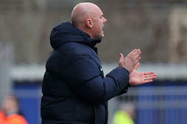 Rob Page tries to encourage his team during Saturday's defeat. Pictures: Sharon Lucey