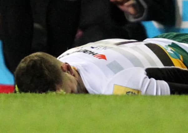 George North appeared to be knocked unconscious at Welford Road (picture: Sharon Lucey)