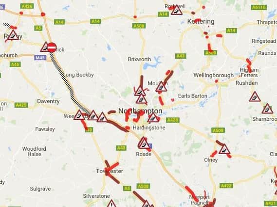 Traffic map of the closures as of 8.55am