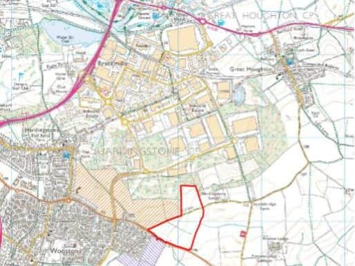 A map of the proposed Hampton Green site, which would be built near Hardingstone