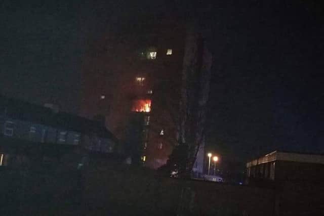 The image, taken by a member of the public, shows the fire at the Newlife building