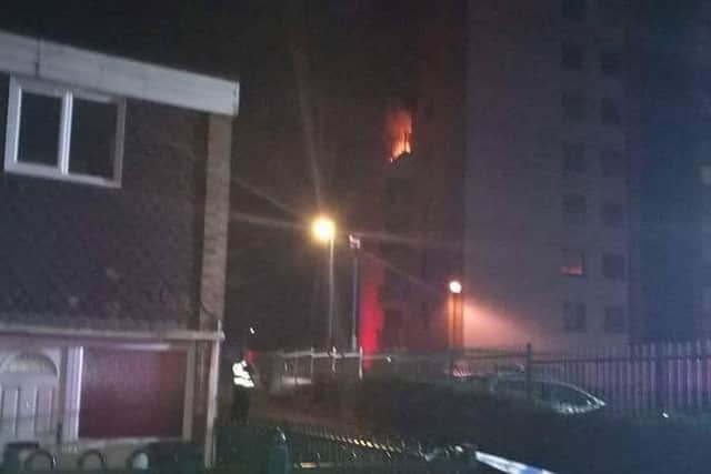 The image, taken by a member of the public, shows the fire at the Newlife building