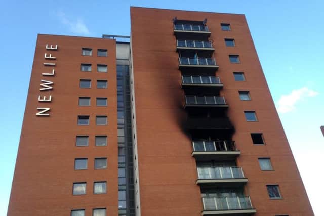 The Newlife building today. The cause of the blaze at the block of flats last night is not yet known.