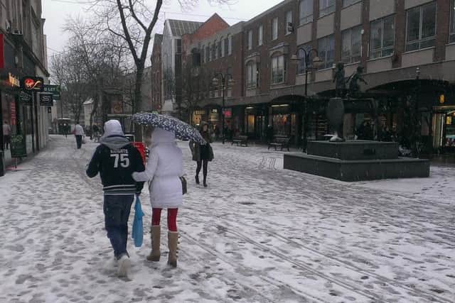Snow in Abington Street in 2014.