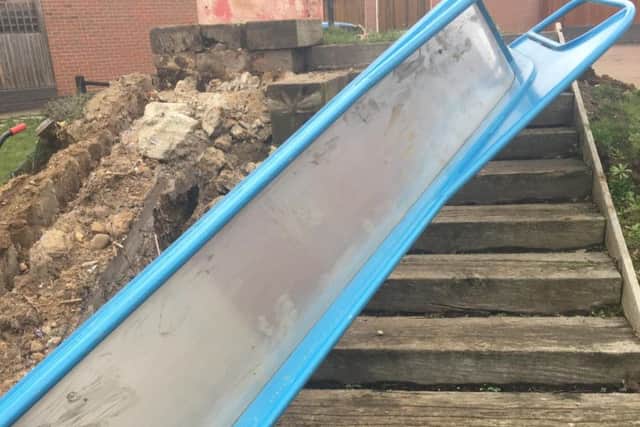 The demolished slide