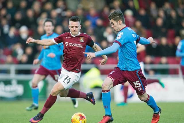Sam Hoskins in action for the Cobblers