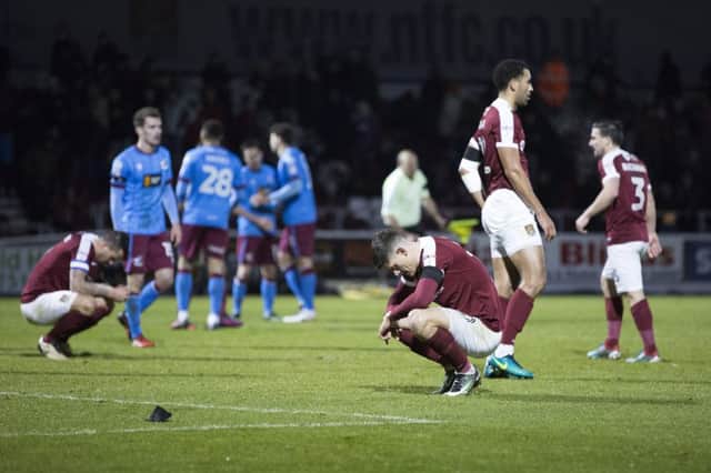 SINKING FEELING: Cobblers were beaten again at Sixfields for the fifth time in a row. Pictures: Kirsty Edmonds